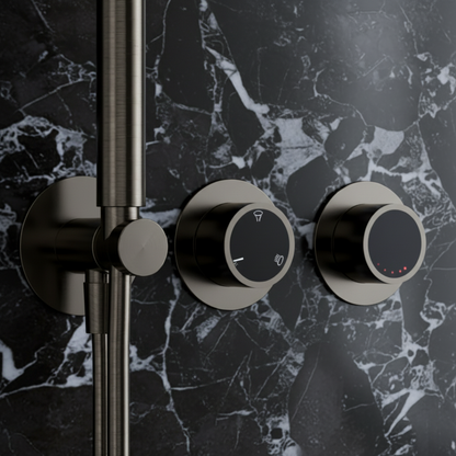 Thermostatic Built-in Rain Shower Set – Marino – Waterfall & Hand Shower - Digital Control – Gunmetal Grey