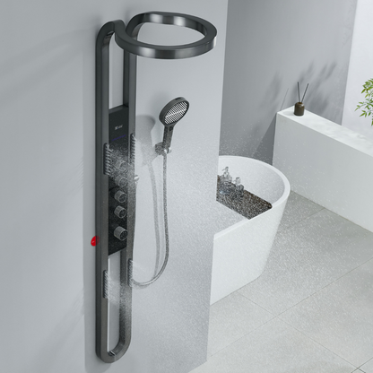 Thermostatic Shower Panel Marcelo – Digital Display - Gunmetal Grey
