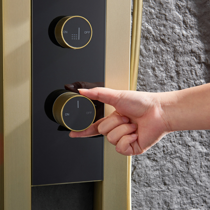 Thermostatic Shower Panel Marcelo – Digital Display - Brushed gold