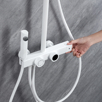 Thermostatic built-in rain shower set – Violetta – Digital Display – White