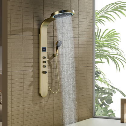Freestanding Bath Faucet Lisandro – Waterfall Spout – Brushed nickel