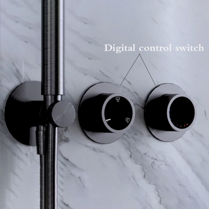 Thermostatic Built-in Rain Shower Set – Marino – Waterfall & Hand Shower – Digital Control – Brushed Gold