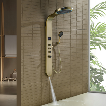 Freestanding Bath Faucet Lisandro – Waterfall Spout – Brushed nickel