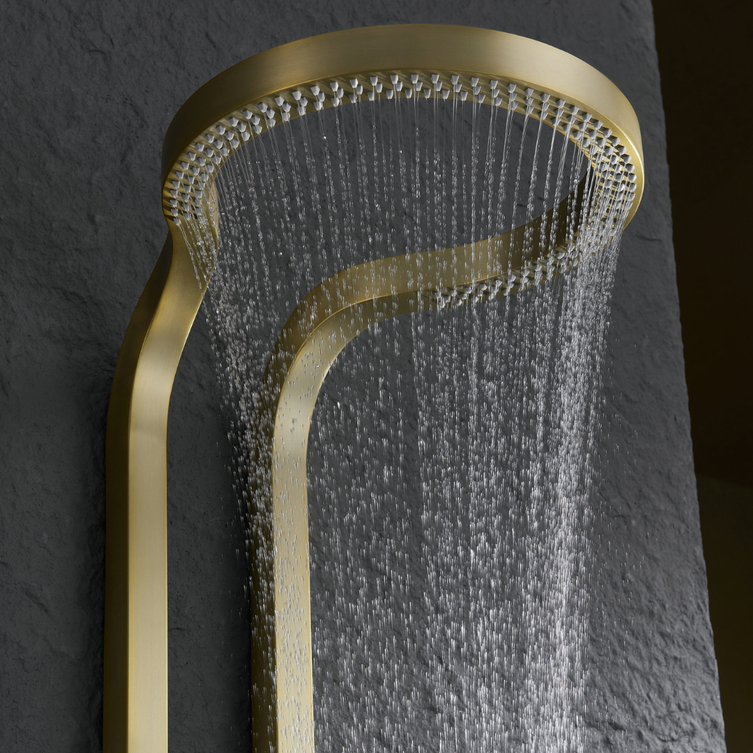 Thermostatic Shower Panel Marcelo – Digital Display - Brushed gold