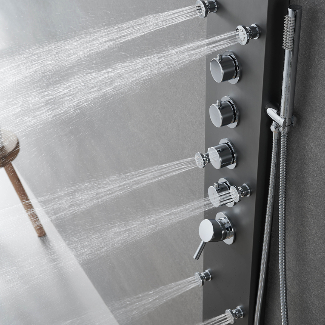 Freestanding Bath Faucet Lisandro – Waterfall Spout – Brushed nickel