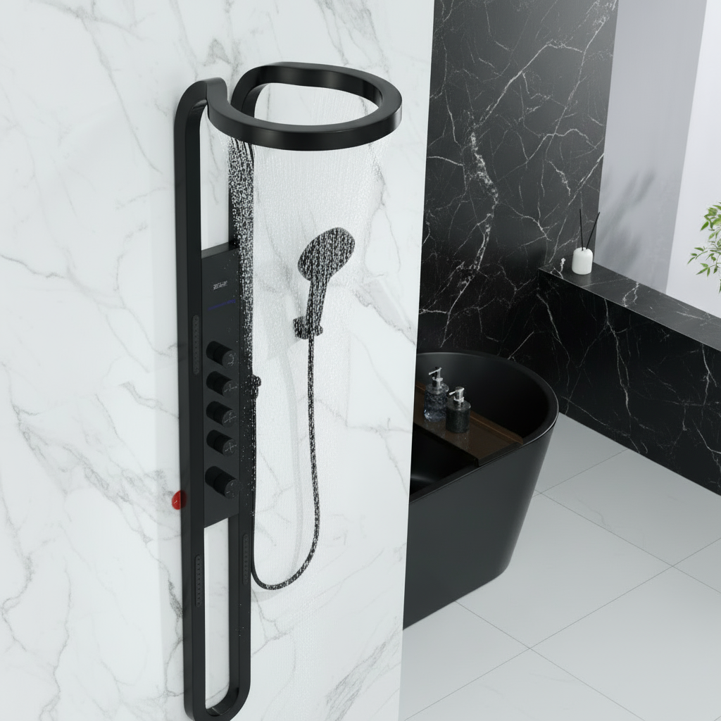 Thermostatic Shower Panel Marcelo – Digital Display - Matte black