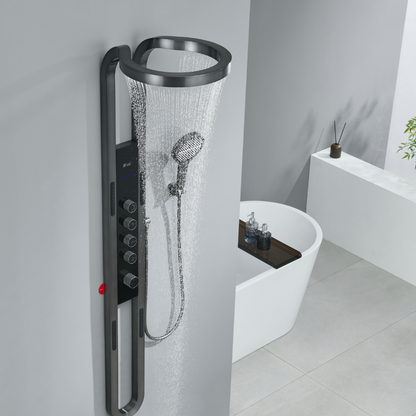 Thermostatic Shower Panel Marcelo – Digital Display - Gunmetal Grey