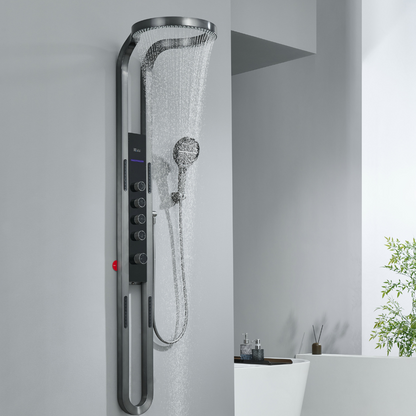 Thermostatic Shower Panel Marcelo – Digital Display - Gunmetal Grey