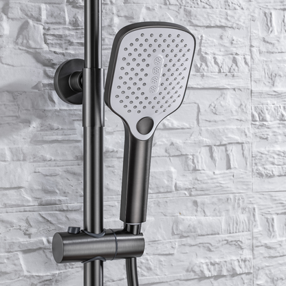 Thermostatic built-in rain shower set - Angelo - Gunmetal grey