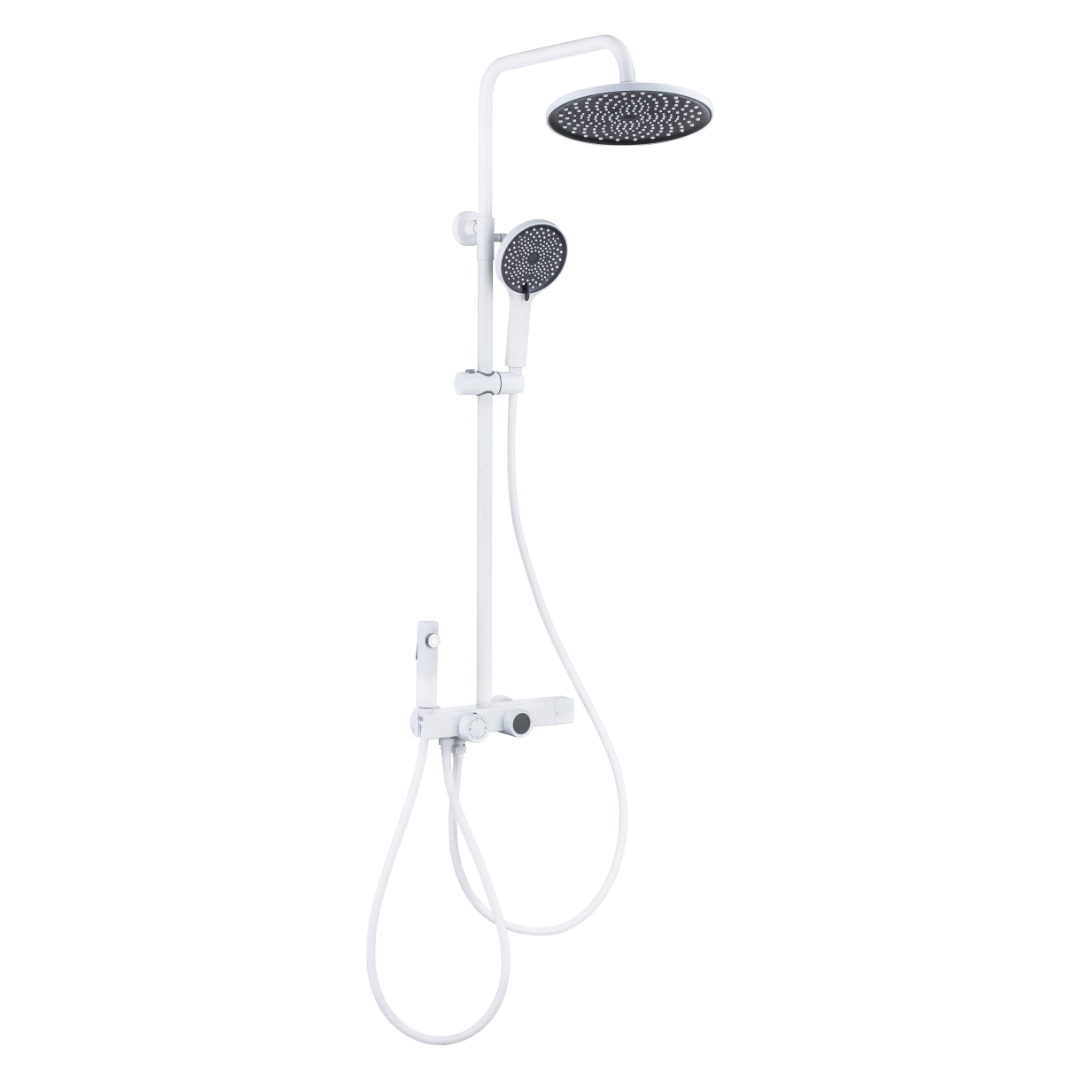 Thermostatic built-in rain shower set – Violetta – Digital Display – White