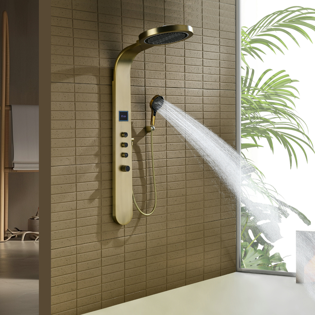 Freestanding Bath Faucet Lisandro – Waterfall Spout – Brushed nickel
