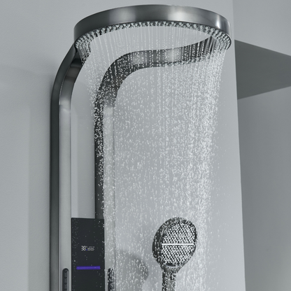 Thermostatic Shower Panel Marcelo – Digital Display - Gunmetal Grey