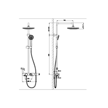 Thermostatic built-in rain shower set – Violetta – Digital Display – White