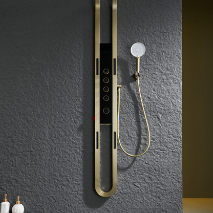 Thermostatic Shower Panel Marcelo – Digital Display - Brushed gold
