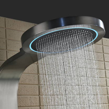 Freestanding Bath Faucet Lisandro – Waterfall Spout – Brushed nickel