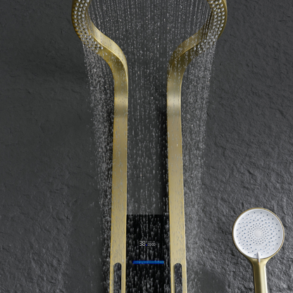 Thermostatic Shower Panel Marcelo – Digital Display - Brushed gold