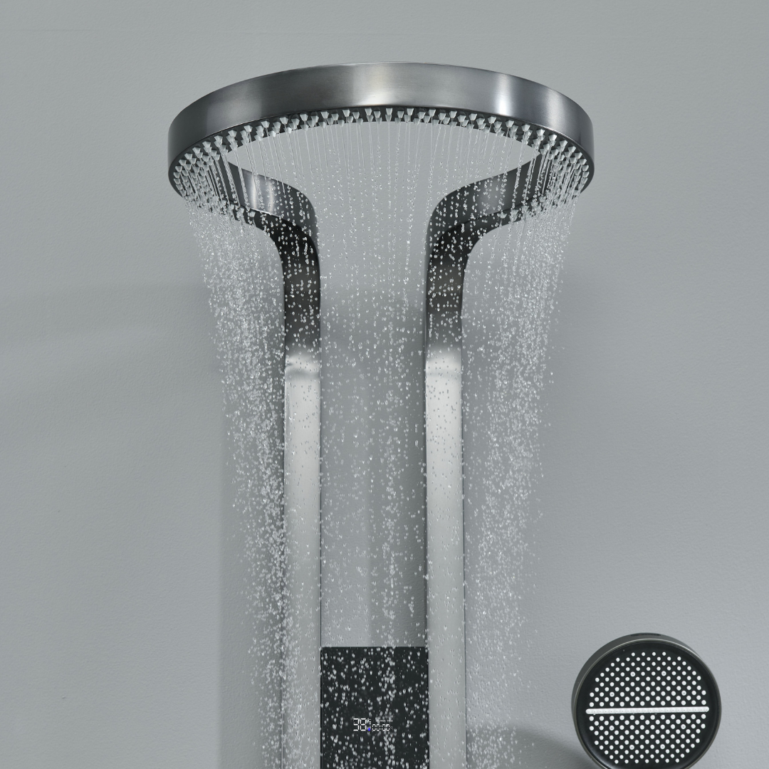 Thermostatic Shower Panel Marcelo – Digital Display - Gunmetal Grey