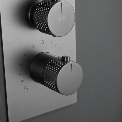 Thermostatic Built-in Rain Shower Set Isabella - Waterfall - Gunmetal grey