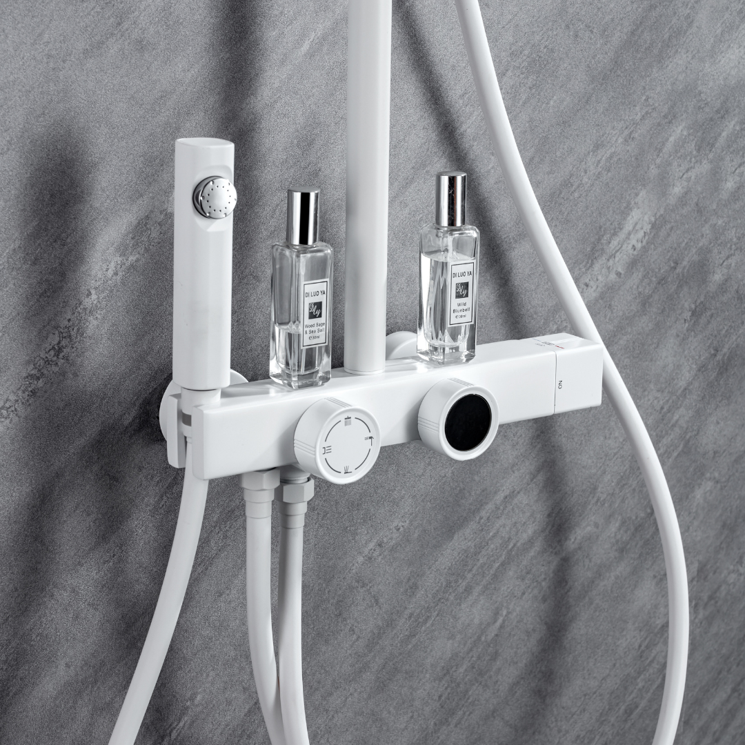 Thermostatic built-in rain shower set – Violetta – Digital Display – White