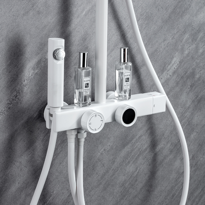 Thermostatic built-in rain shower set – Violetta – Digital Display – White