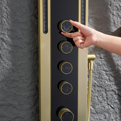 Thermostatic Shower Panel Marcelo – Digital Display - Brushed gold