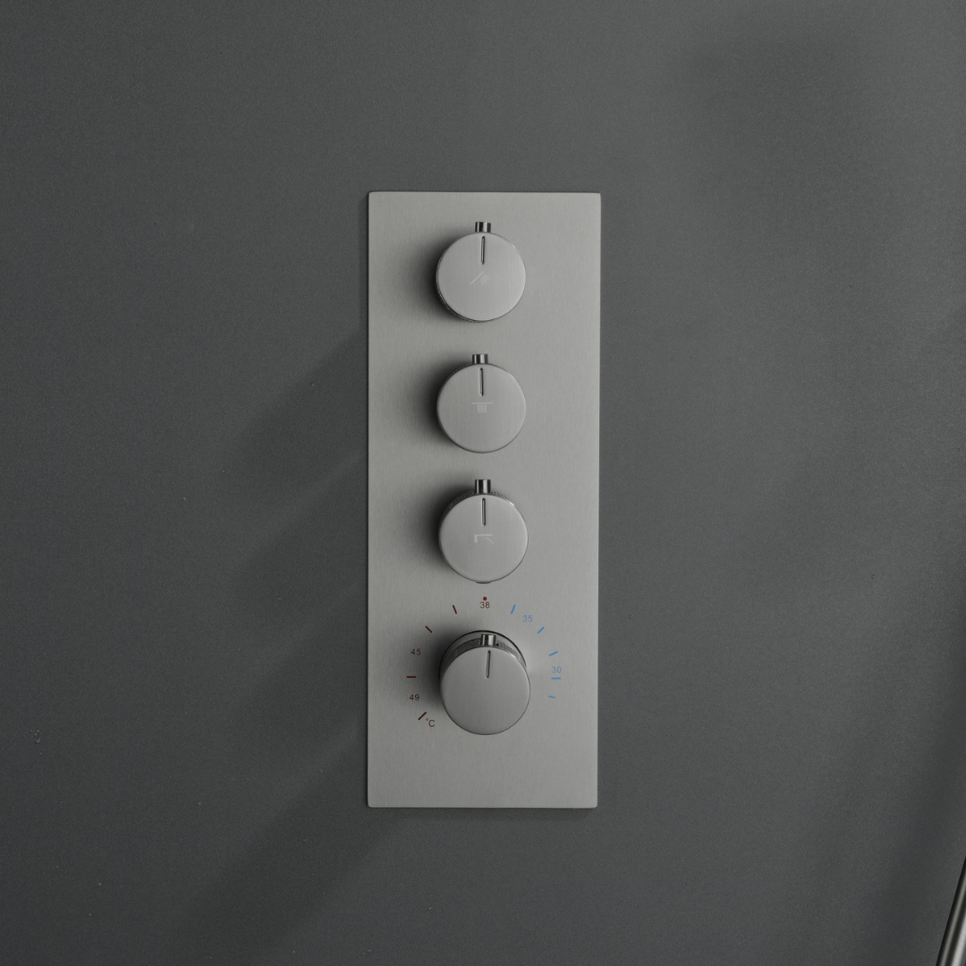 Thermostatic Built-in Rain Shower Set Isabella - Waterfall - Gunmetal grey