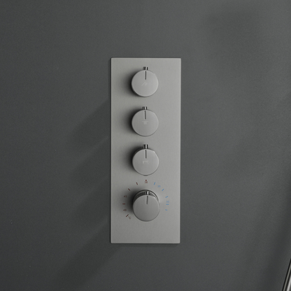 Thermostatic Built-in Rain Shower Set Isabella - Waterfall - Gunmetal grey