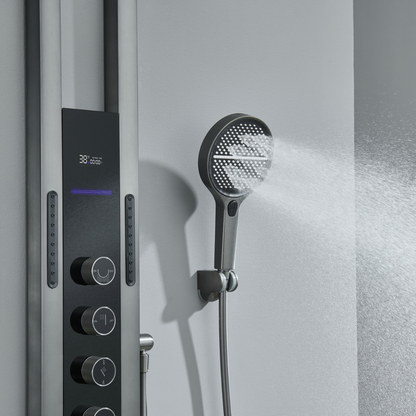 Thermostatic Shower Panel Marcelo – Digital Display - Gunmetal Grey