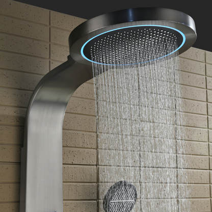 Freestanding Bath Faucet Lisandro – Waterfall Spout – Brushed nickel