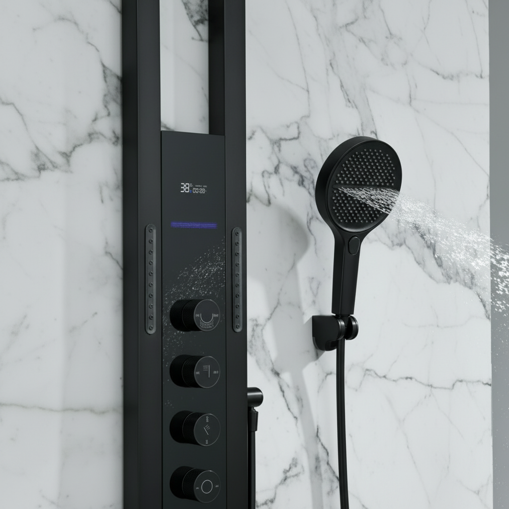 Thermostatic Shower Panel Marcelo – Digital Display - Matte black