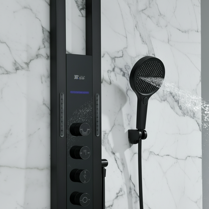 Thermostatic Shower Panel Marcelo – Digital Display - Matte black
