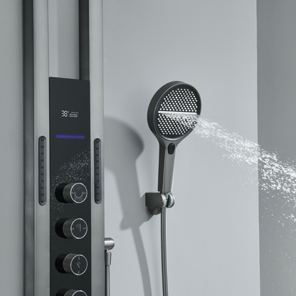 Thermostatic Shower Panel Marcelo – Digital Display - Gunmetal Grey