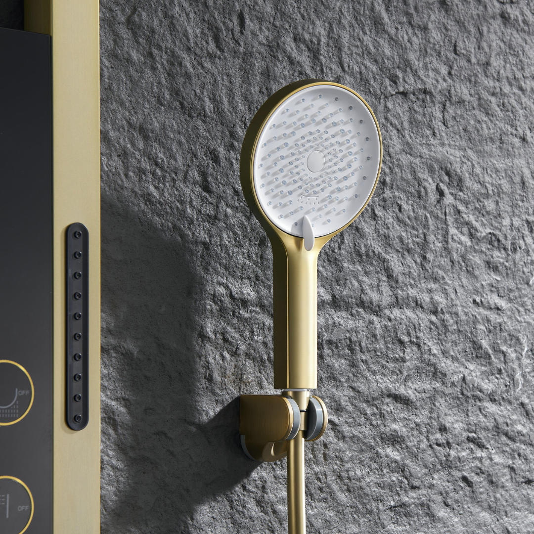 Thermostatic Shower Panel Marcelo – Digital Display - Brushed gold