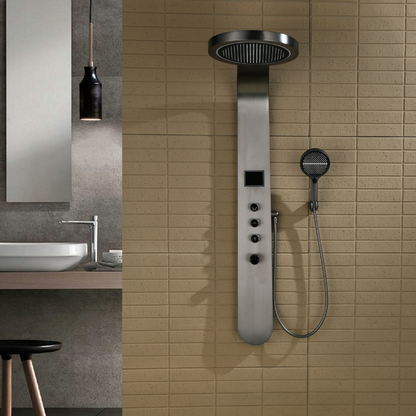 Freestanding Bath Faucet Lisandro – Waterfall Spout – Brushed nickel