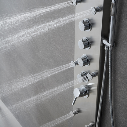 Freestanding Bath Faucet Lisandro – Waterfall Spout – Brushed nickel