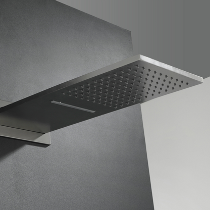 Thermostatic Built-in Rain Shower Set Isabella - Waterfall - Gunmetal grey