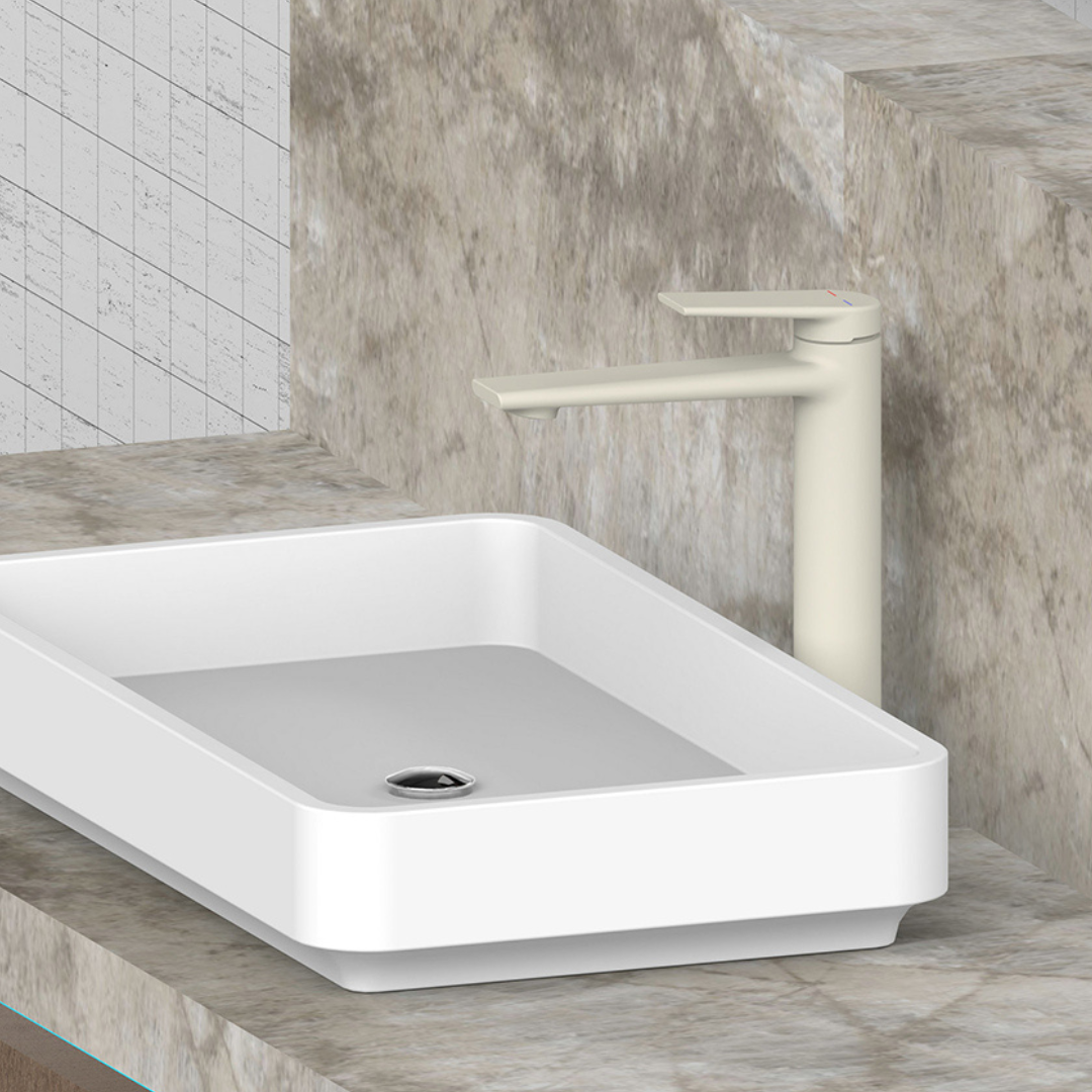 Freestanding Bath Faucet Lisandro – Waterfall Spout – Brushed nickel