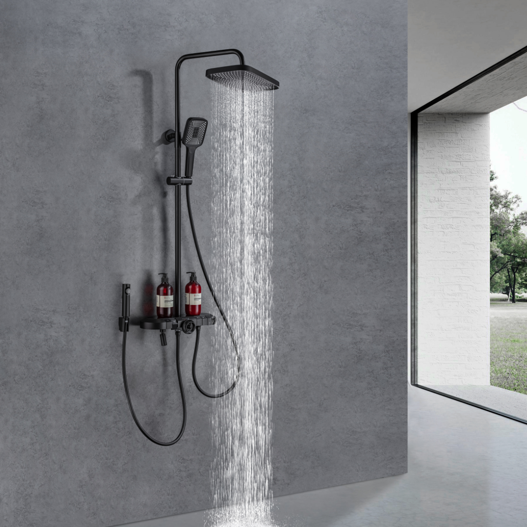 Construction Rain Shower Set – Fabiano – Digital Display – Matt black