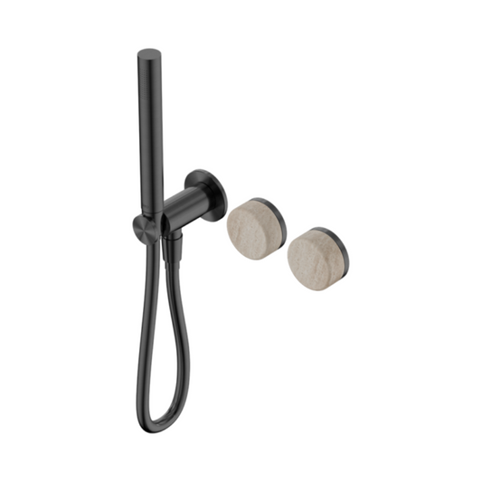 Inbouw douchemengkraan – Sorrento – Rome Travertine – Staafhanddouche – Zonder achterplaat – Gun metal grey
