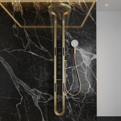 Thermostatic Shower Panel Marcelo – Digital Display - Brushed gold