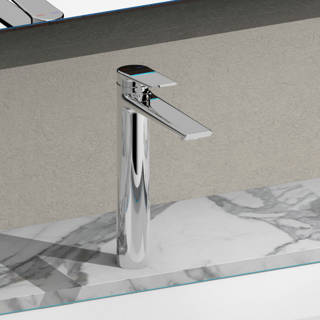 Freestanding Bath Faucet Lisandro – Waterfall Spout – Brushed nickel