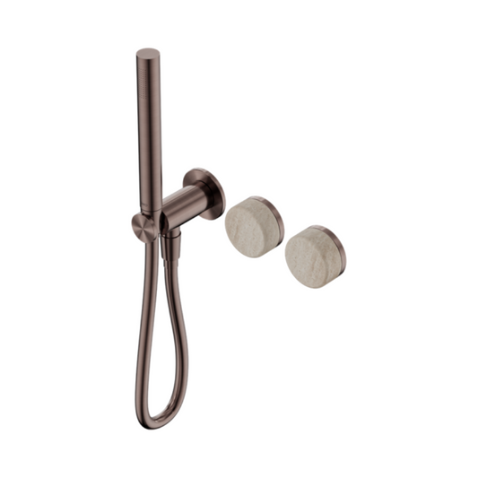 Inbouw douchemengkraan – Sorrento – Rome Travertine – Staafhanddouche – Zonder achterplaat – Brushed bronze