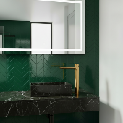 Freestanding Bath Faucet Lisandro – Waterfall Spout – Brushed nickel