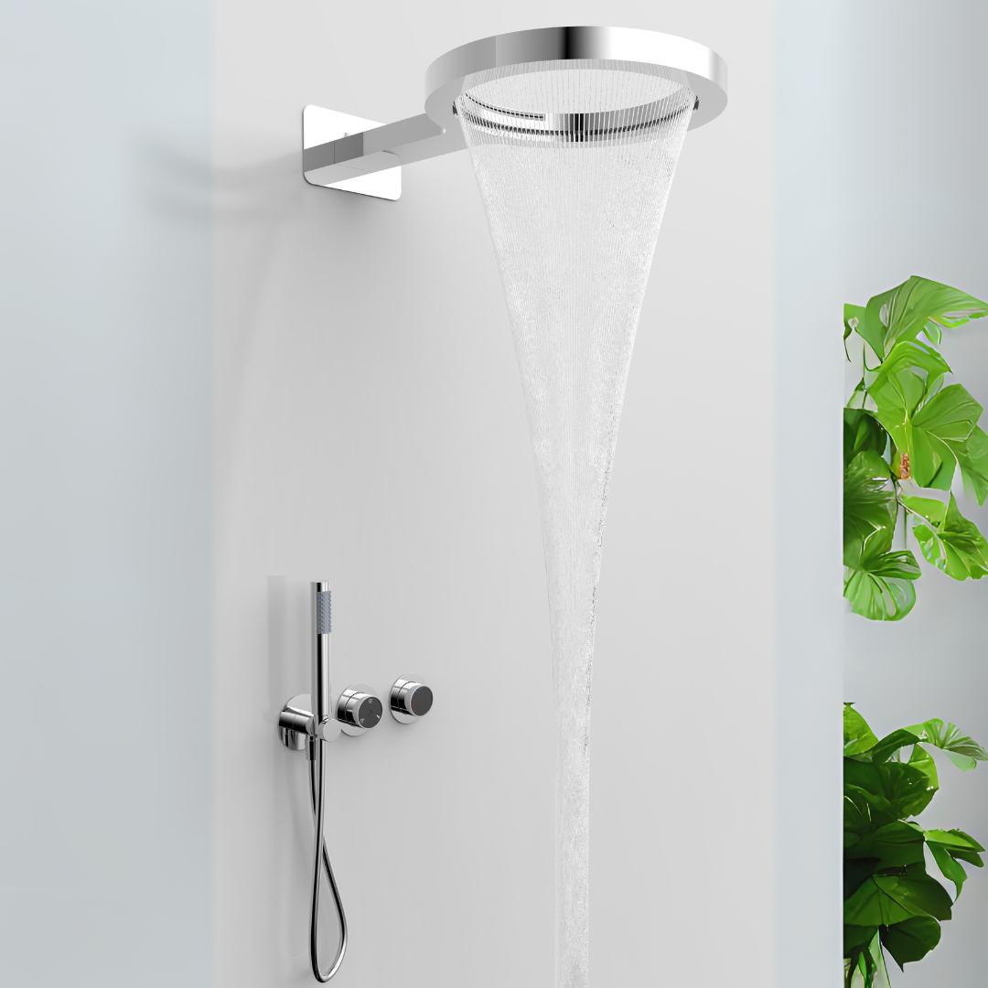 Termostatisk Inbyggings Regndusjsett – Marino – Vanndamp & Stangdusj - Digital Kontroll – Krom