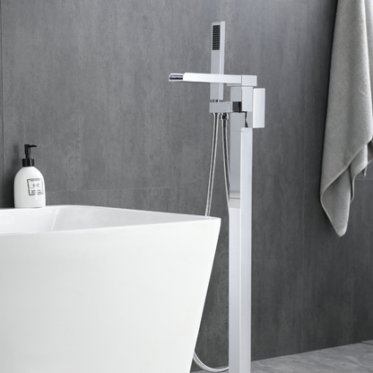 Freestanding Bath Faucet Lisandro – Waterfall Spout – Chrome