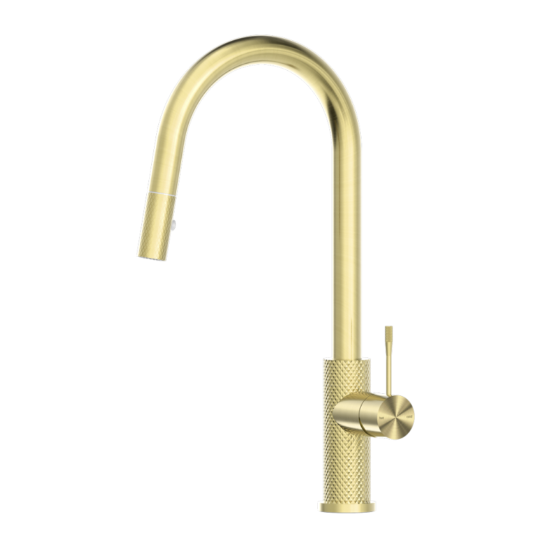 Keukenkraan Valencia – Uittrekbaar met sprayfunctie – Brushed gold