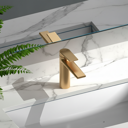 Freestanding Bath Faucet Lisandro – Waterfall Spout – Brushed nickel