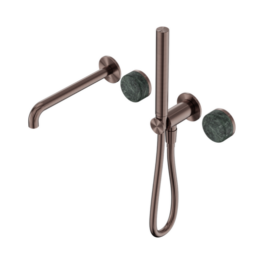 Inbouw badmengkraan Sorrento - Verde alpi - Staafhanddouche en uitloop - Zonder achterplaat - Brushed bronze