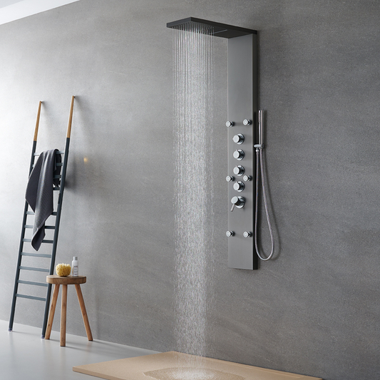 Freestanding Bath Faucet Lisandro – Waterfall Spout – Brushed nickel