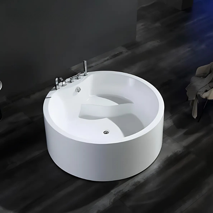 Freestanding Round Massage Bath – Amalfi – Glossy White – 154x154x58 cm